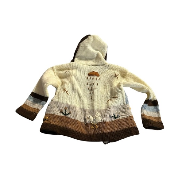 Colorful Animal-Themed Hand Embroidered Knit Hoodie - Picture 2 of 3